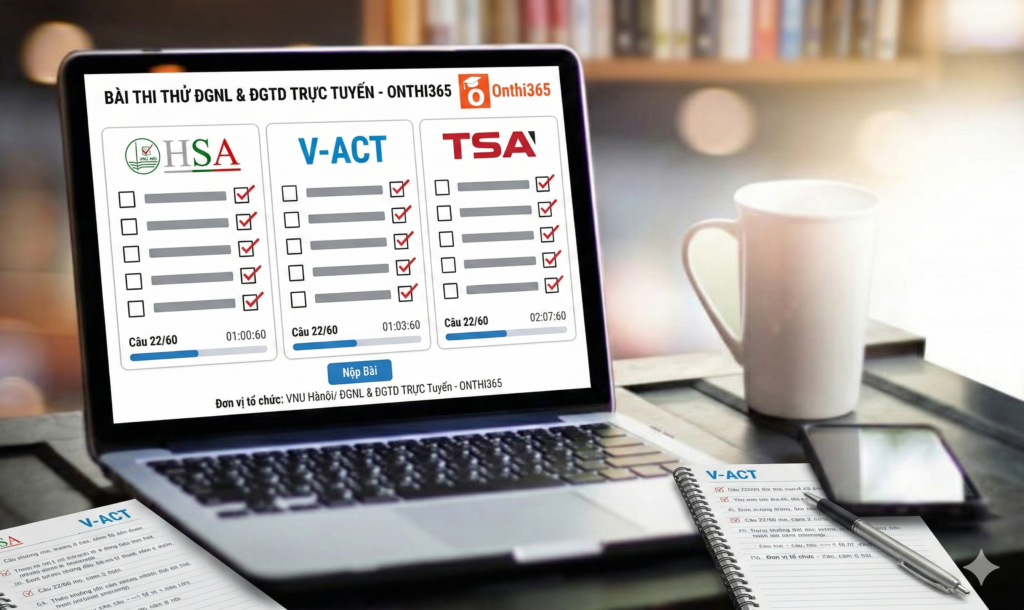 Onthi365 thi thử ĐGNL 2026, ĐGTD 2026, VACT 2026